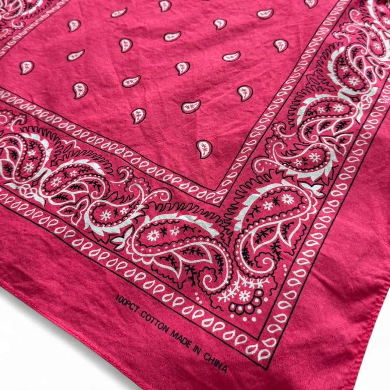Y2K Hot Pink Paisley Bandana Handkerchief Chiffon Scarf Head Wrap