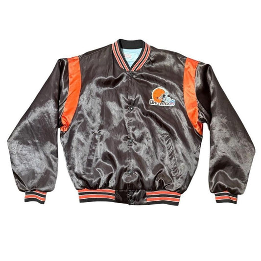 80s Cleveland Browns NFL USA Football Satin Sports Varsity Bomber Jacket