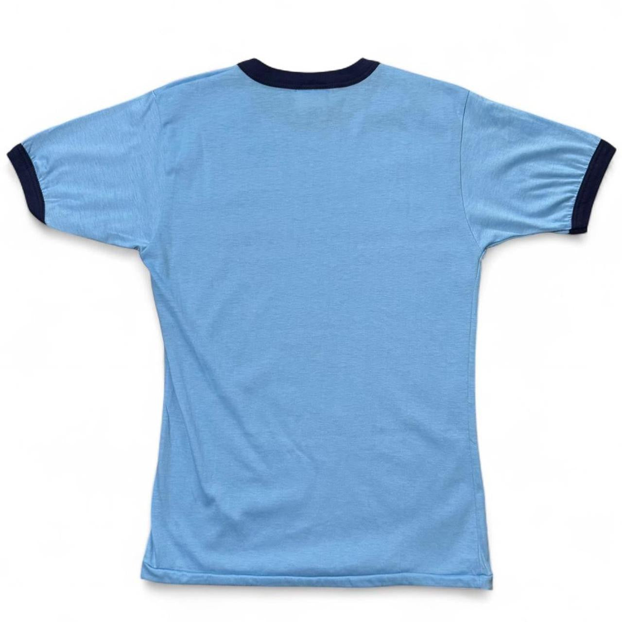 70s Canadian Pacific Railway Trains Baby Blue Graphic Logo Ringer