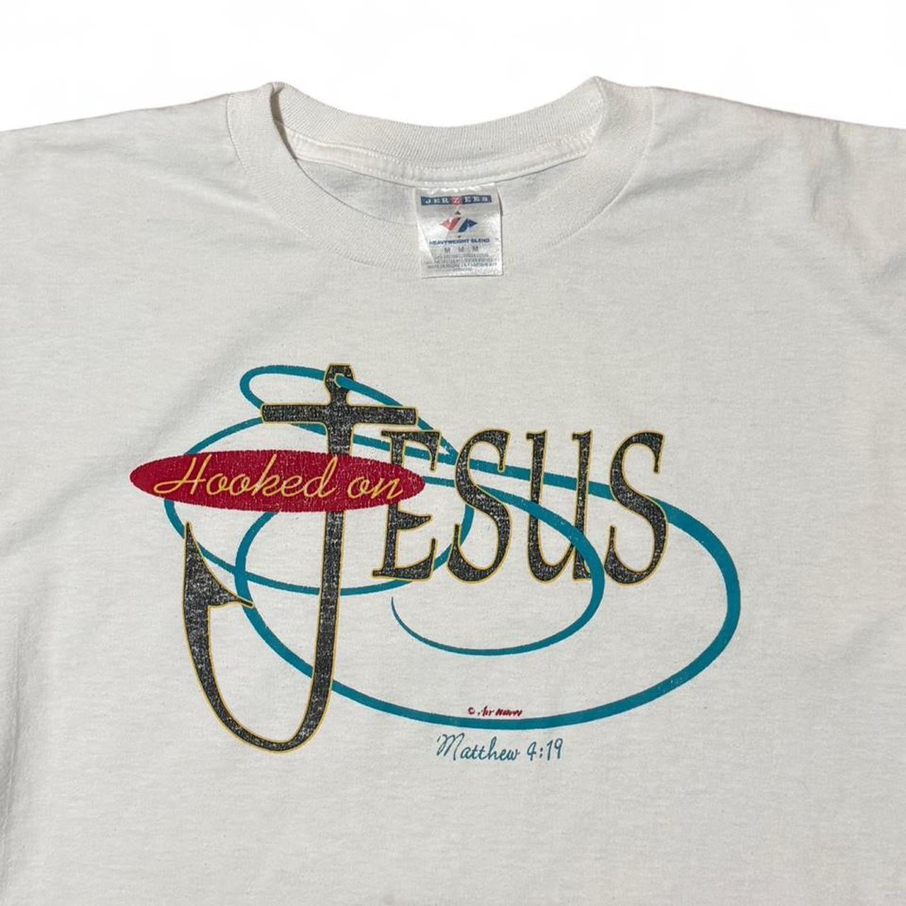 90s Hooked On Jesus Religious Christian Church Bible God T-Shirt