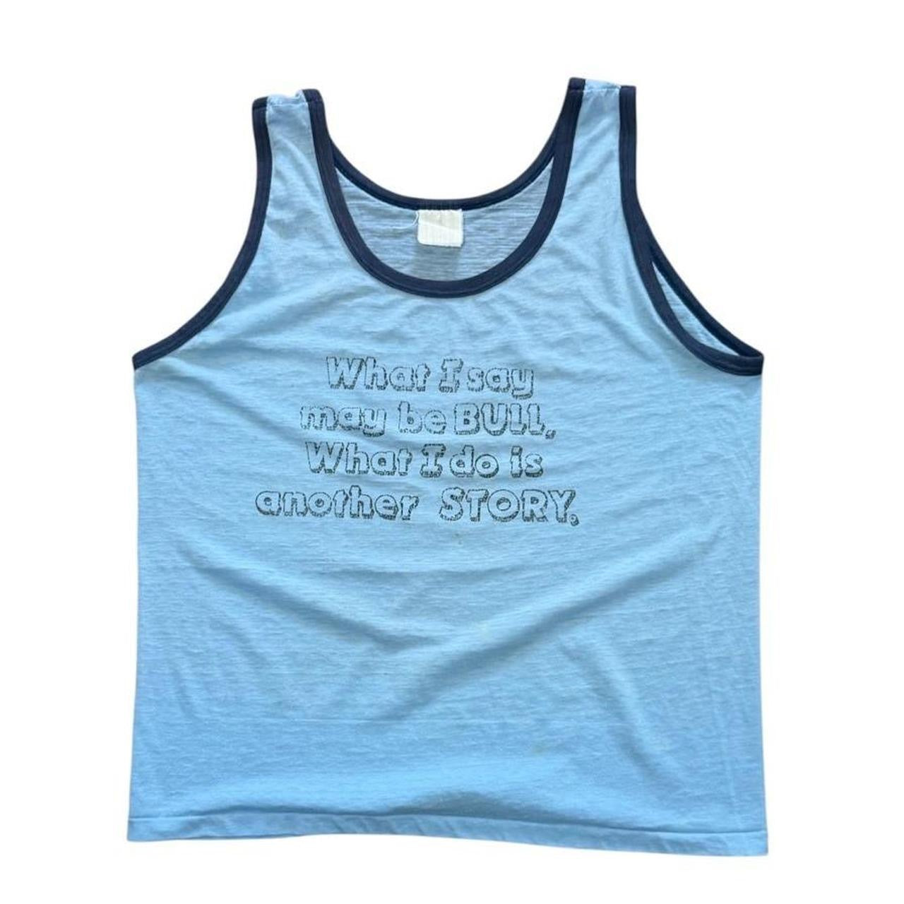 70s Baby Blue Funny Slogan Joke Novelty Quote Graphic Ringer Tank Top