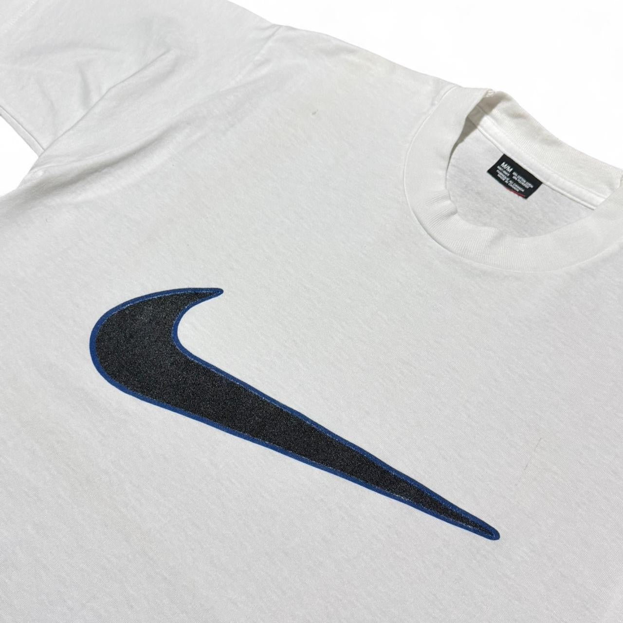 90s Nike Swoosh Check Black/Navy Graphic Logo T-shirt