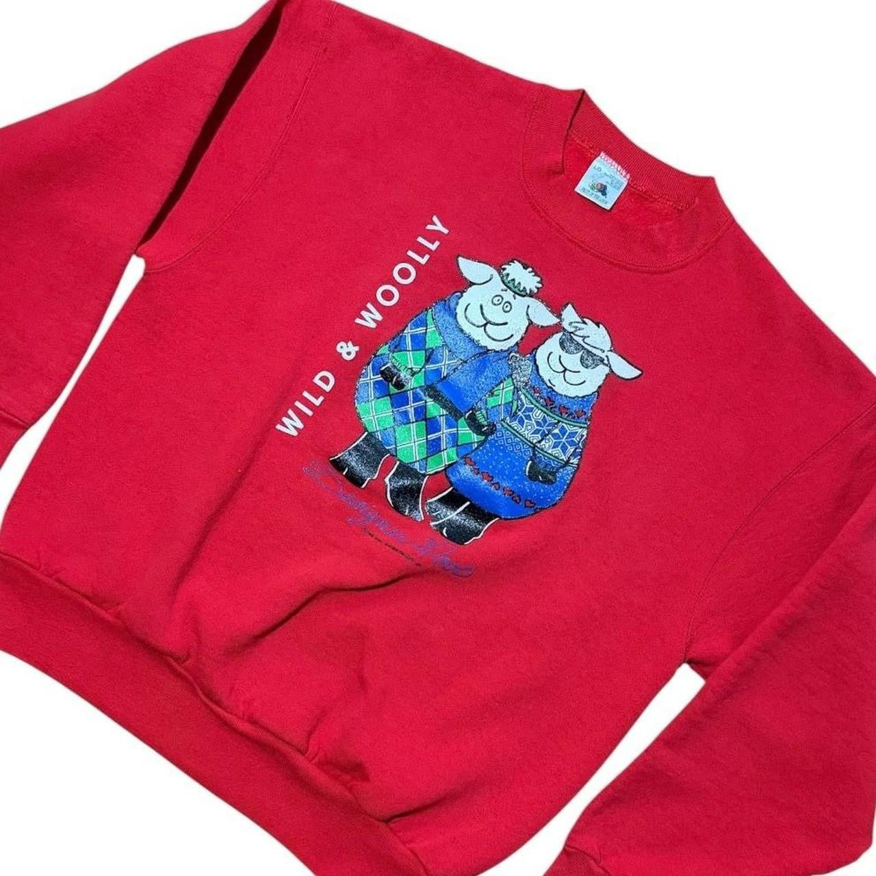 90s Wild & Woolly Sheep Animal Fashion Cute Lamb Art Crewneck Sweater