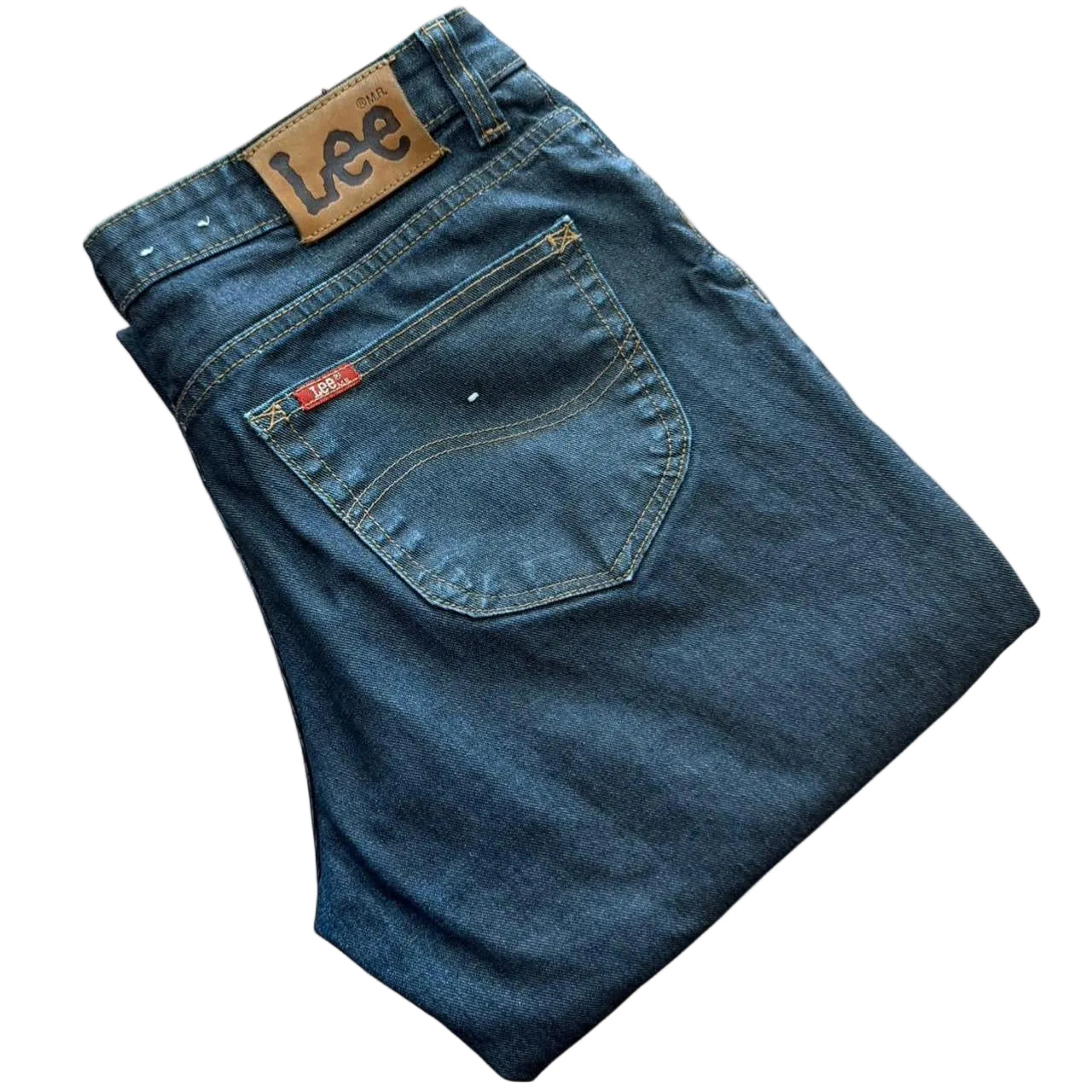 Vintage Lee Dark Blue Wash Waxed Canvas Denim Red Tag Prestige Jeans