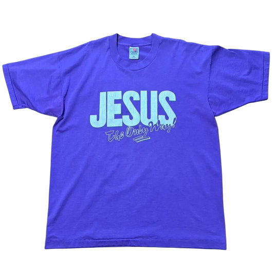 Vintage 90s Jesus Religious Christian Church Bible God Bold Graphic T-Shirt