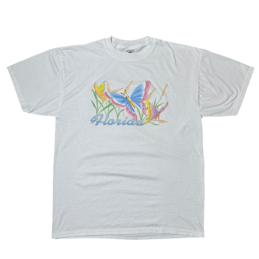 2007 Florida Butterfly Flowers Puff Print Tee