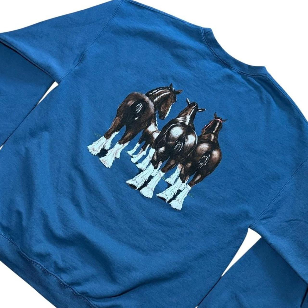 90s Clydesdale Horses Missouri Equestrian Animal Cowboy Crewneck Sweater
