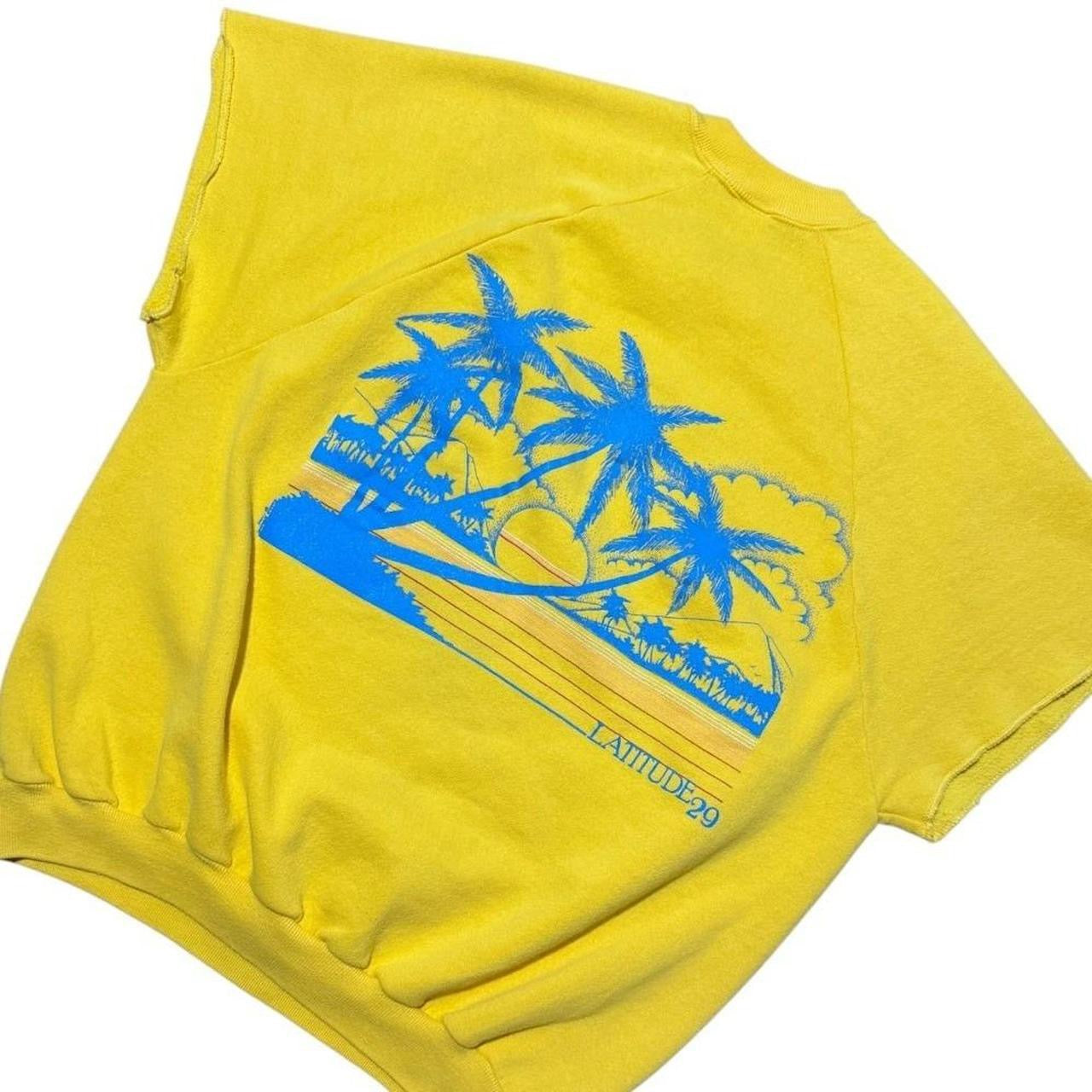 80s Panama City Beach Latitude 29 Ocean Surf Art Short Sleeve Crewneck