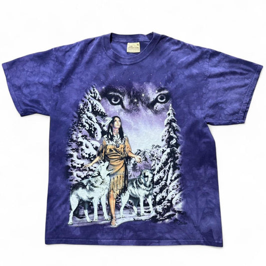 The Mountain Purple Tie-Dye Wolf Tee