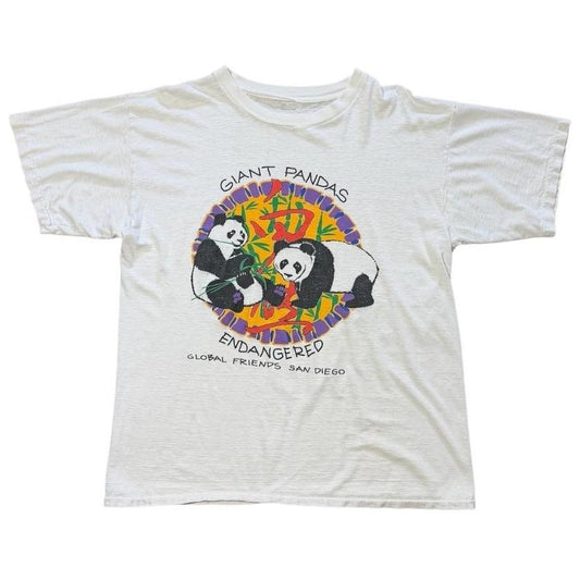 90s San Diego Zoo Giant Pandas Endangered Animal Kanji Cute Art T-shirt