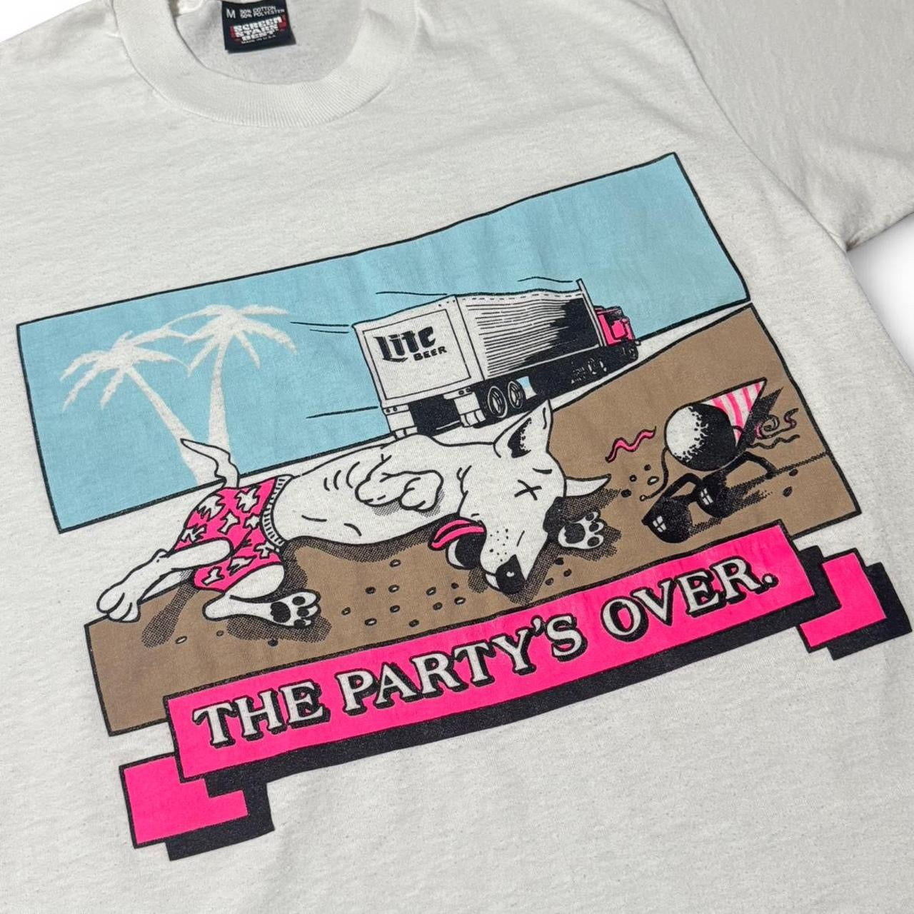 80s Miller Lite "The Party's Over" Spuds MacKenzie Puppy Dog Graphic Tee