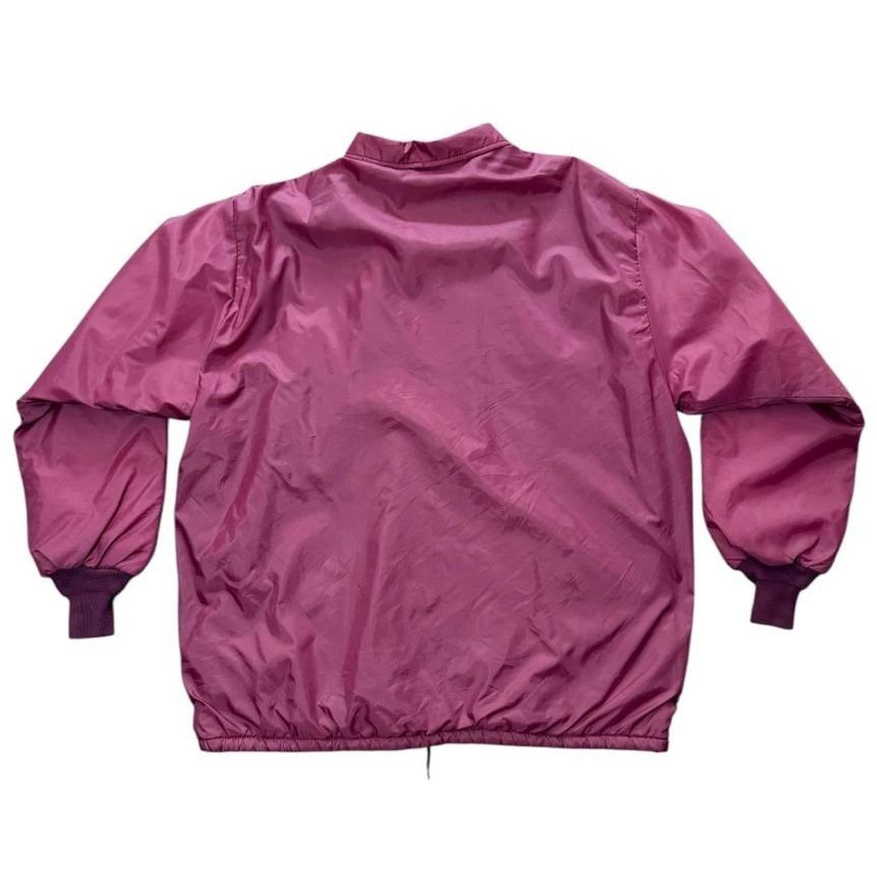 80s Hilton Coaches Maroon Faux Fur Lined Snap Button Coat Bomber Jacket