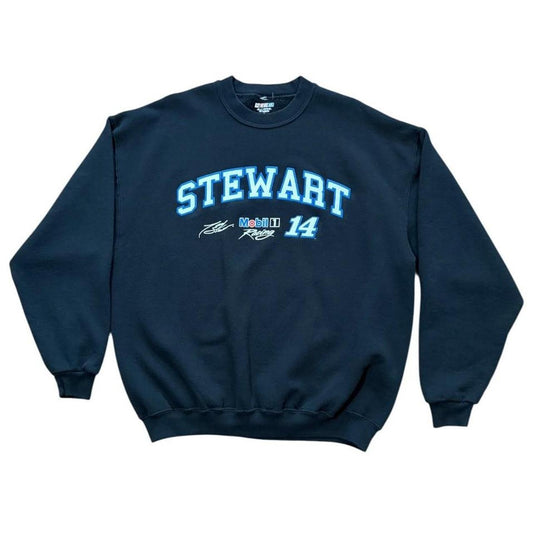 Y2K Tony Stewart Mobil 1 Racing Nascar Graphic Auto Crewneck Pullover Sweater