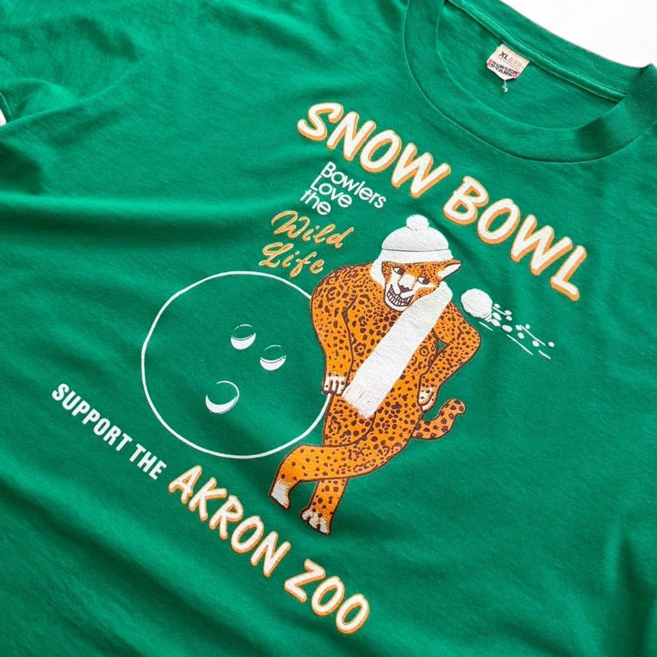 Vintage 80s Akron Zoo Snow Bowl Support Souvenir Cheetah Art T-shirt
