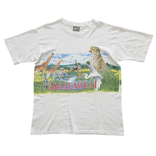 90s Serengeti Wildlife Nature Jungle Animals Habitat Art Graphic T-shirt