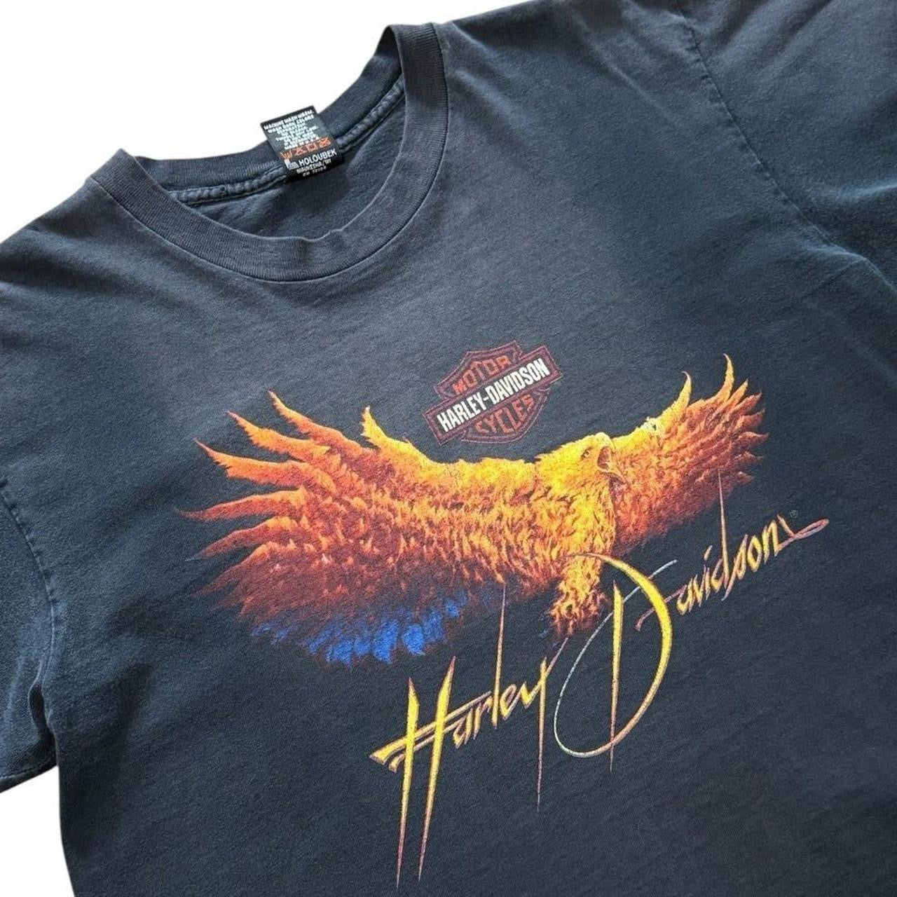 Vintage 90s Harley Davidson Alberta Canada Flame Eagle Biker Motorcycle T-shirt