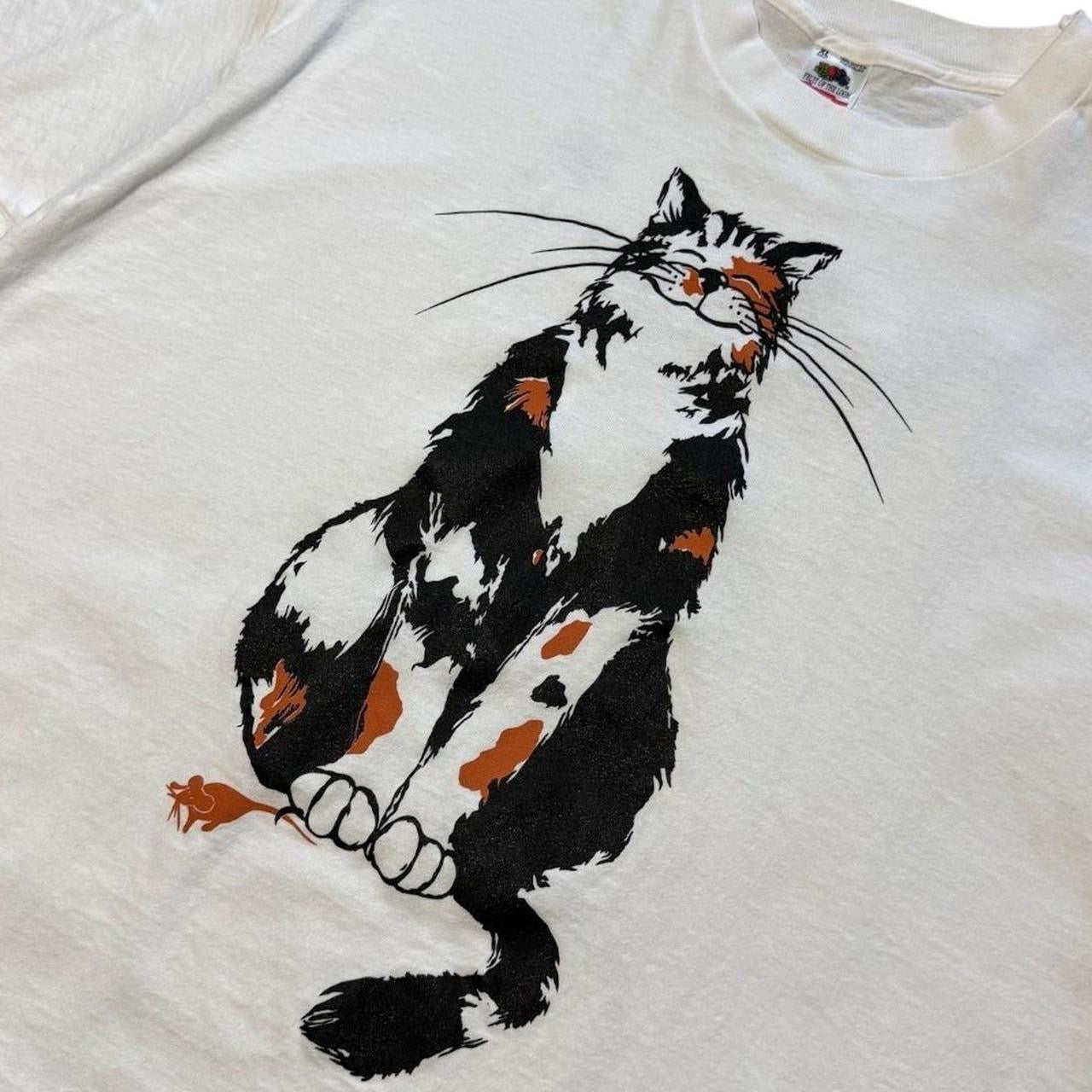 90s Calico Cat Oldland Art Cute Kitty Kitten Doublesided Graphic T-shirt