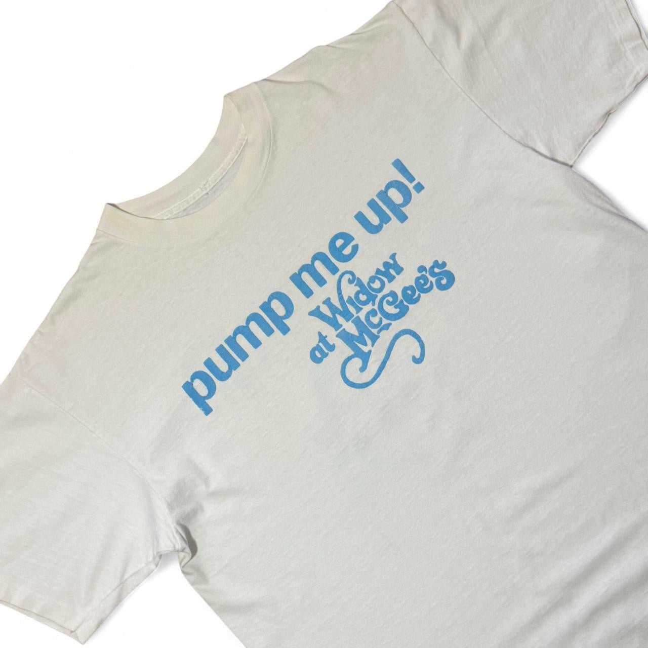 90s Puff Print Pump Me Up at Widow Mcgees Novelty Tee