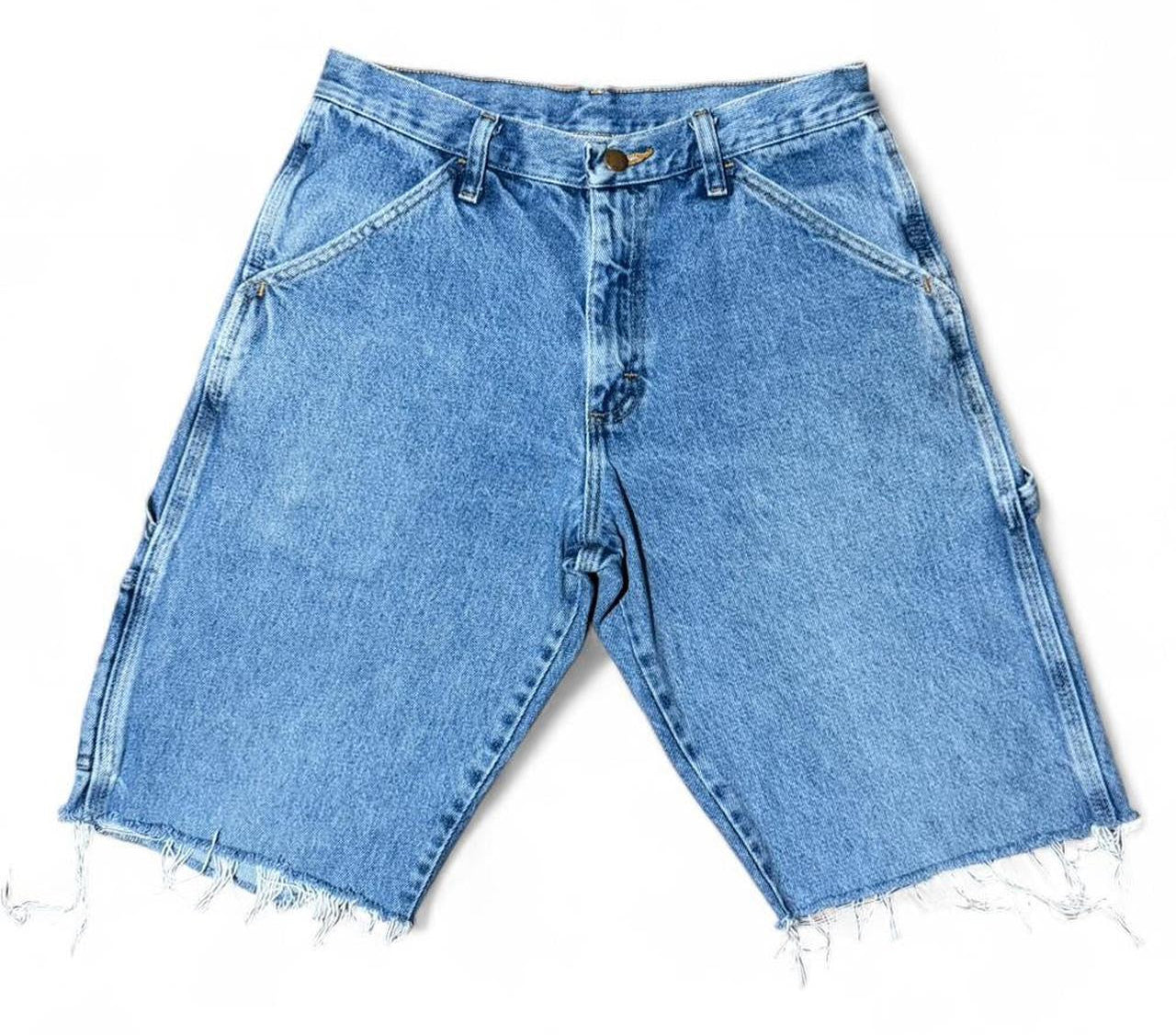 Vintage Rustler Blue Cutoff Carpenter Cargo Denim Jean Shorts