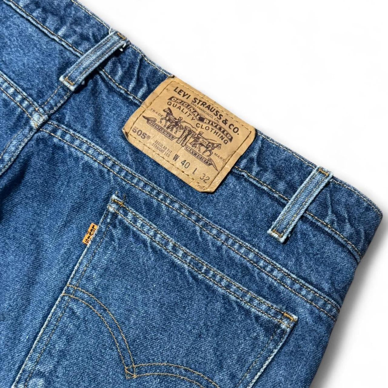 Orange Tab Levi’s 505 Straight Leg Blue Denim Jeans
