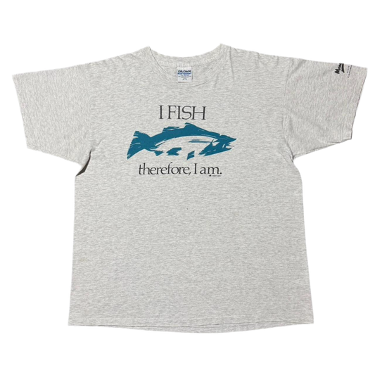 90s Heather Grey Triblend I Fish Therefore I Am Tee