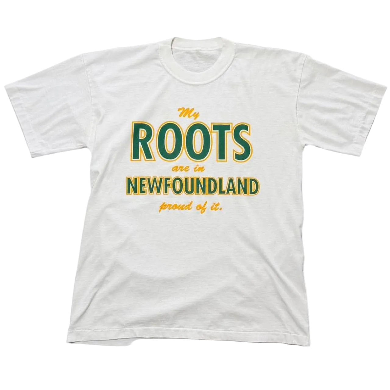 Vintage 90s My Roots Newfoundland Canada Souvenir Graphic Single Stitch T-Shirt