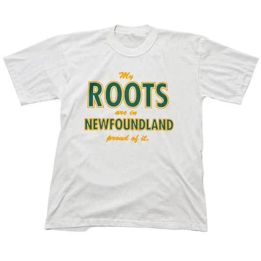 Vintage 90s My Roots Newfoundland Canada Souvenir Graphic Single Stitch T-Shirt
