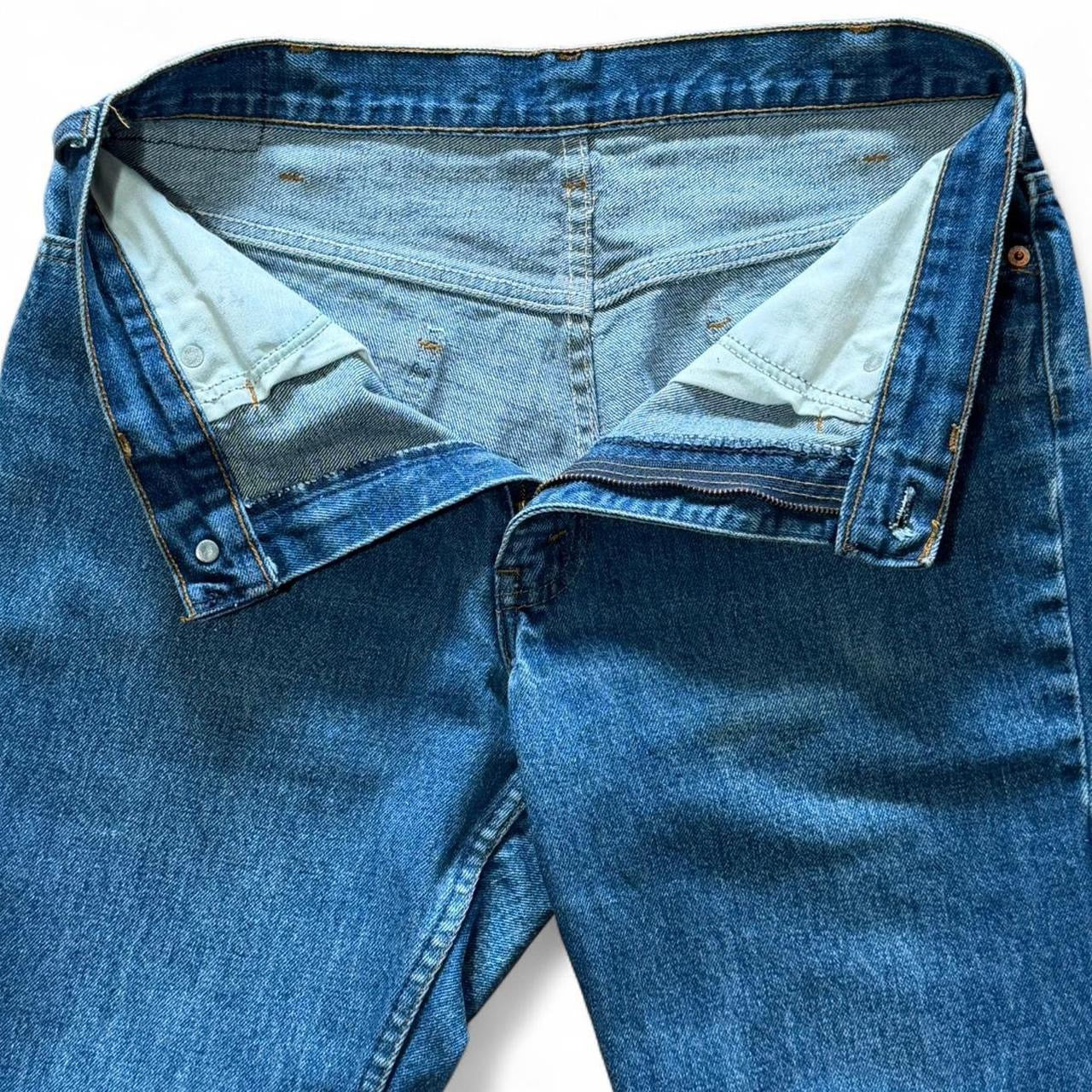 Vintage 90s Hemmed Levi’s Blue Wash Denim Red Tab Jeans