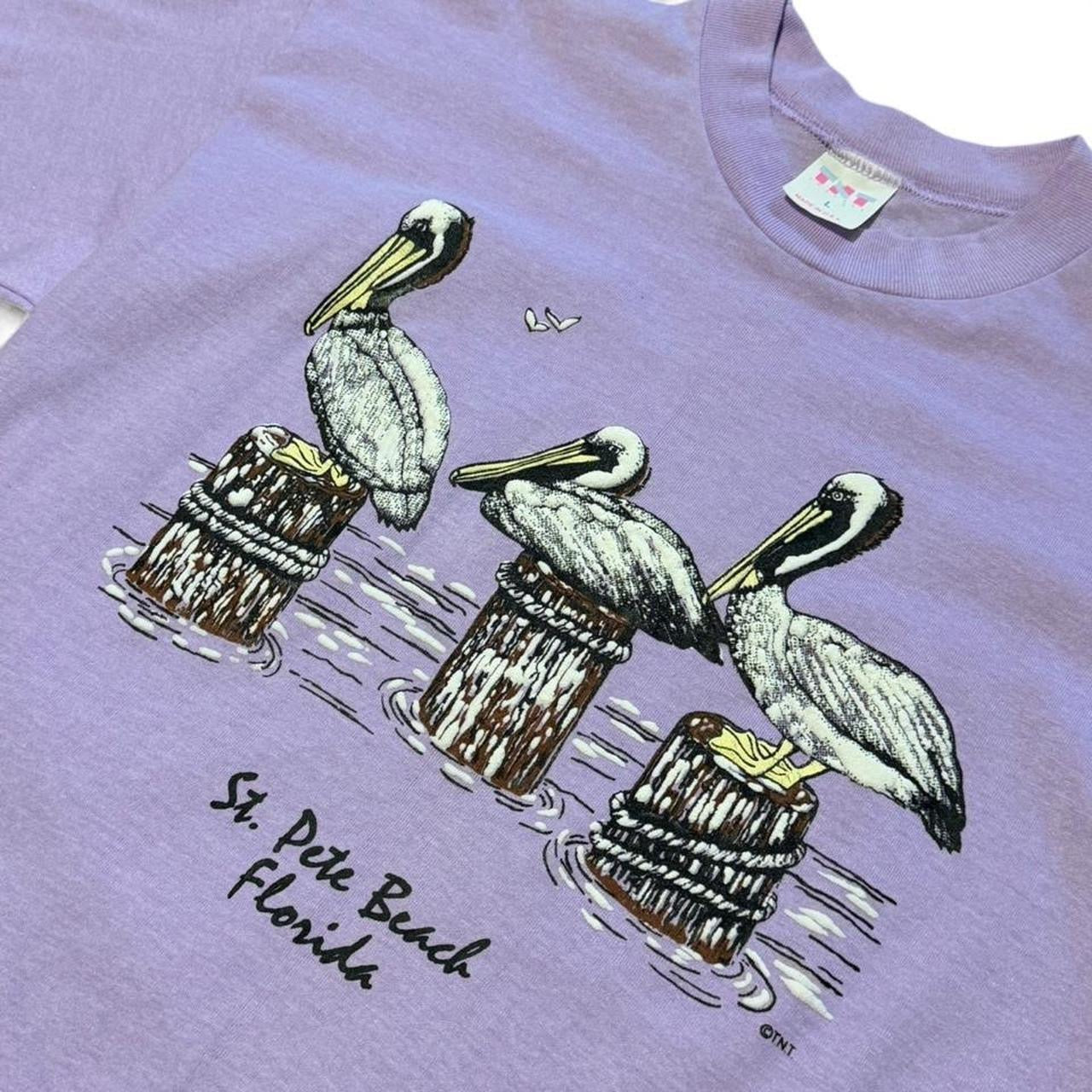 80s St Pete Beach Florida Pelican Bird Beach Ocean Souvenir USA T-Shirt