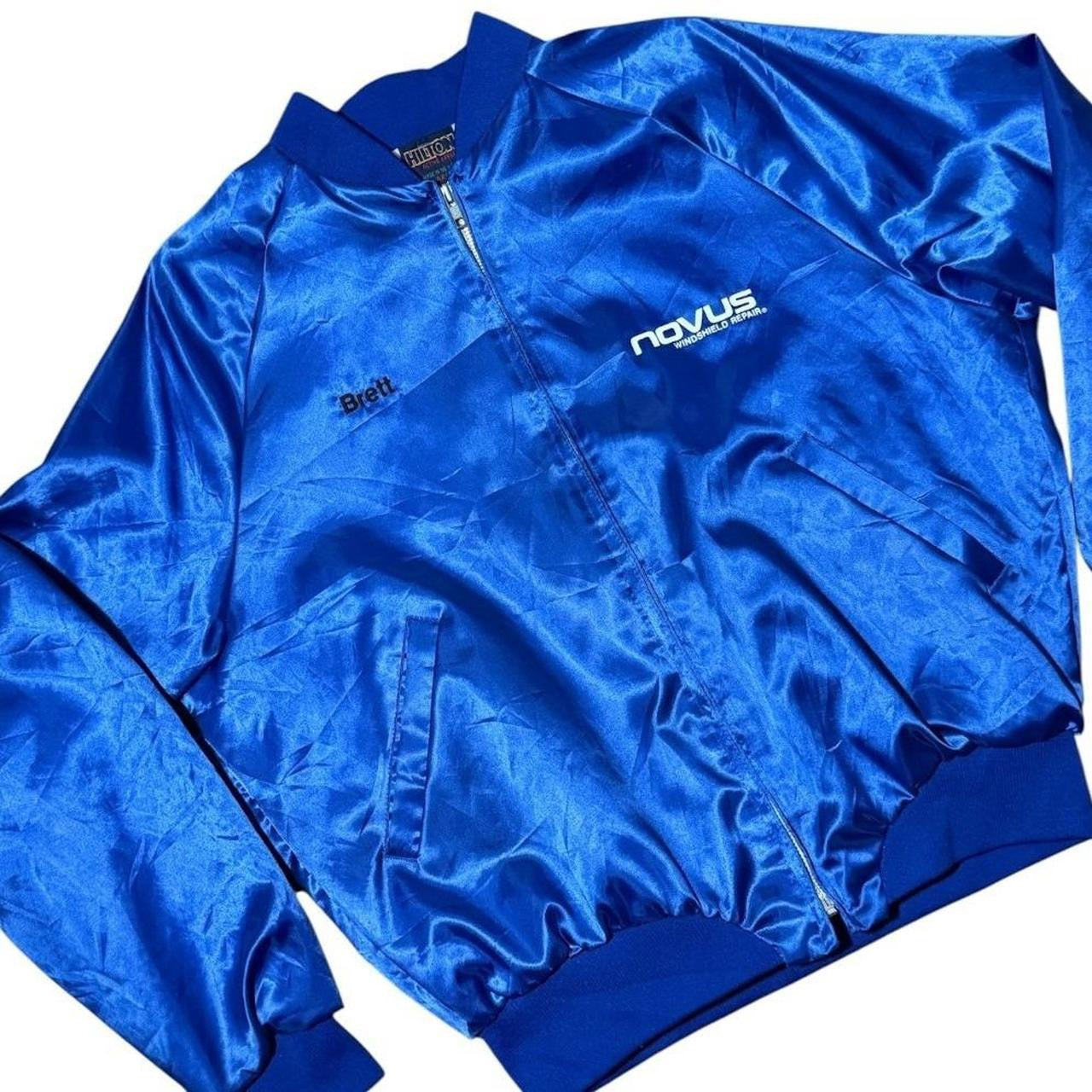 80s Hilton Novus Windshield Repair Auto Car Mechanic Satin Bomber Jacket