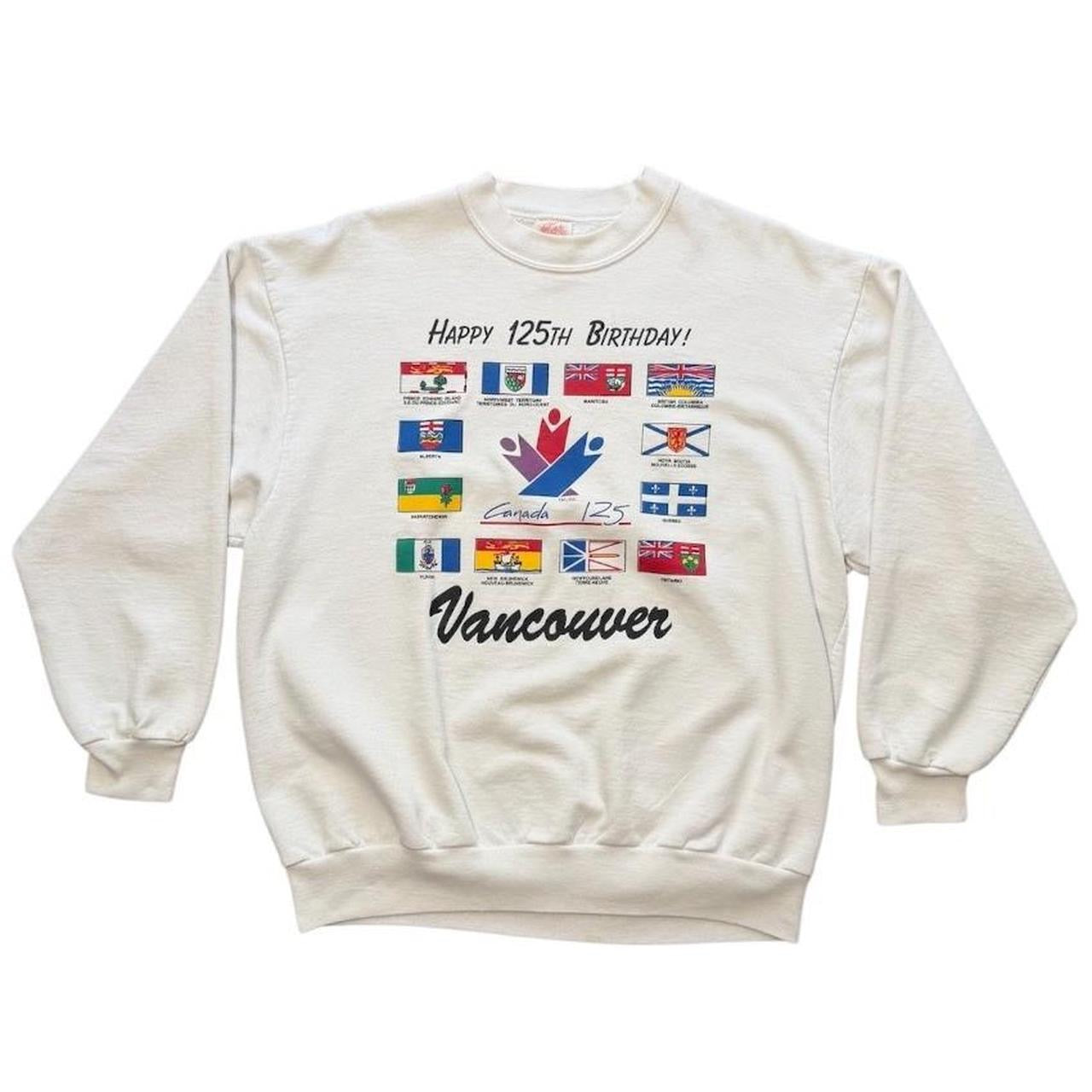 90s Canada 125 Birthday Vancouver Souvenir Art Graphic Crewneck Sweater