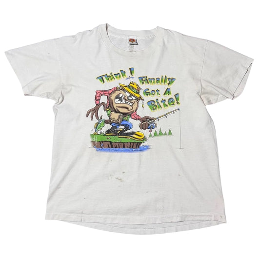 90s Looney Tunes Tazmanian Devil Fishing Distressed T-shirt