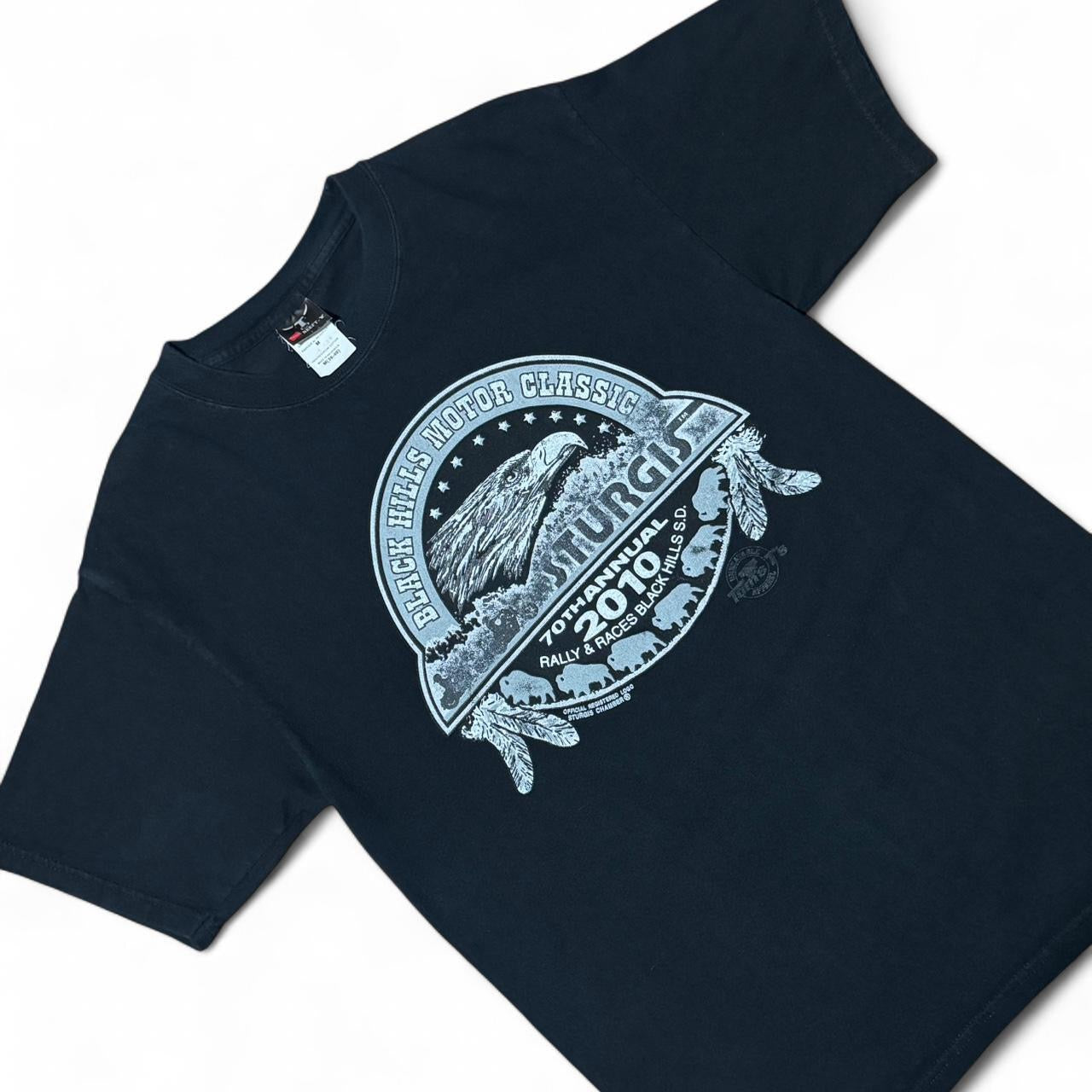 2010 Black Sturgis Motorcycle Biker Rally Eagle Glitter Graphic Tee