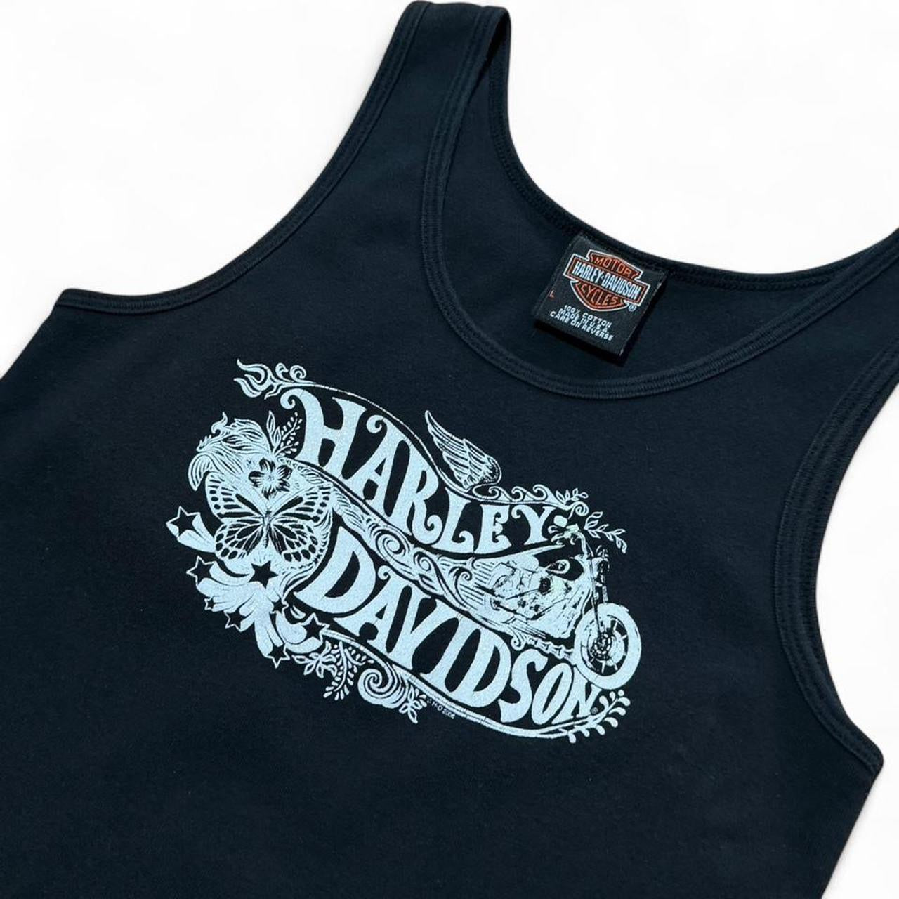 Y2K Harley Davidson Motorcycle Butterfly Sparkle Biker Tank Top