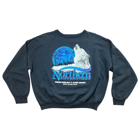 90s Northern Adventures Wolf Crewneck