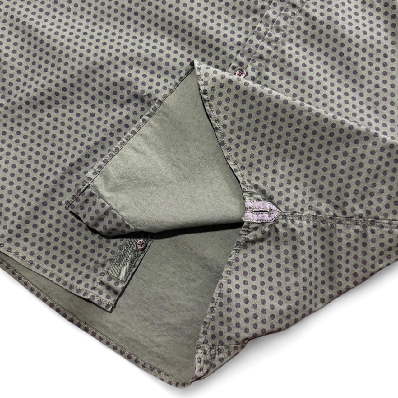 Green Geometric Polka Dot Pattern Button Up Regular Fit Diesel & Co Dress Shirt
