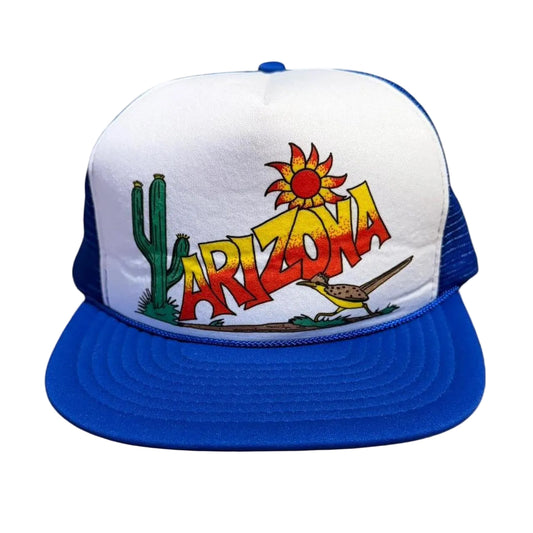 Vintage 90s Arizona Art Souvenir Tourist Trucker Mesh Graphic Snapback Hat