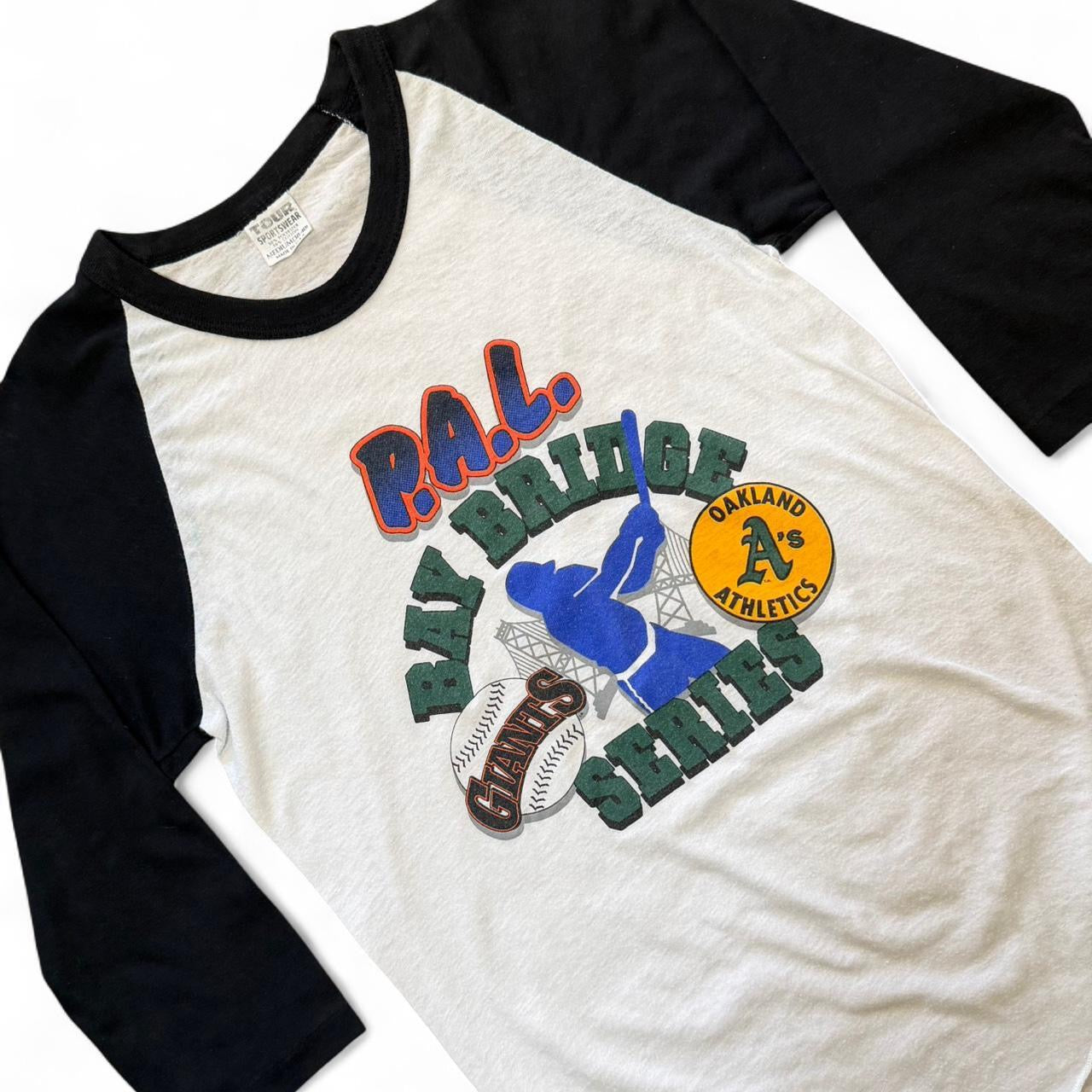 80s Oakland Athletics NY Giants Bay Bridge Series MLB Baseball Raglan
