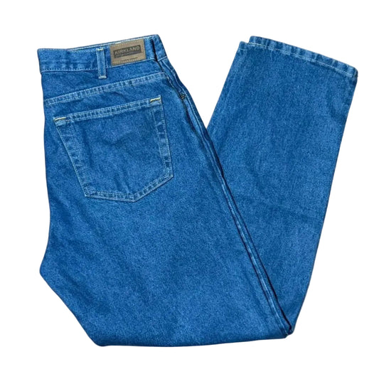 Vintage 90s Kirkland Blue Wash Utility Uniform Straight Leg Denim Work Jeans