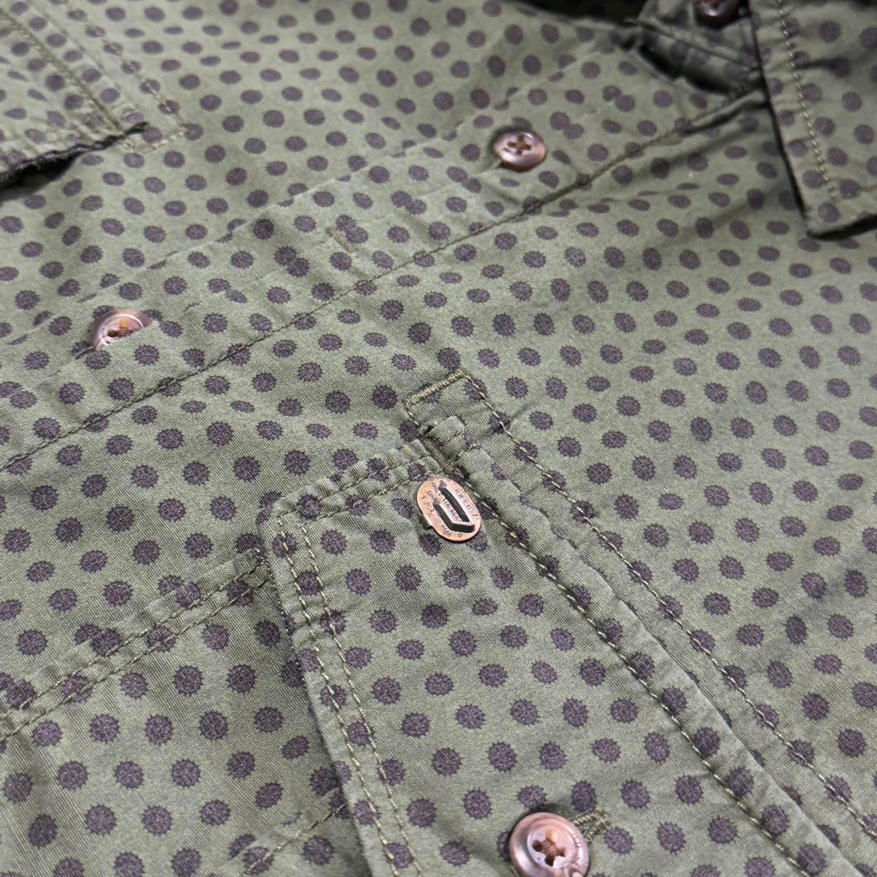 Green Geometric Polka Dot Pattern Button Up Regular Fit Diesel & Co Dress Shirt