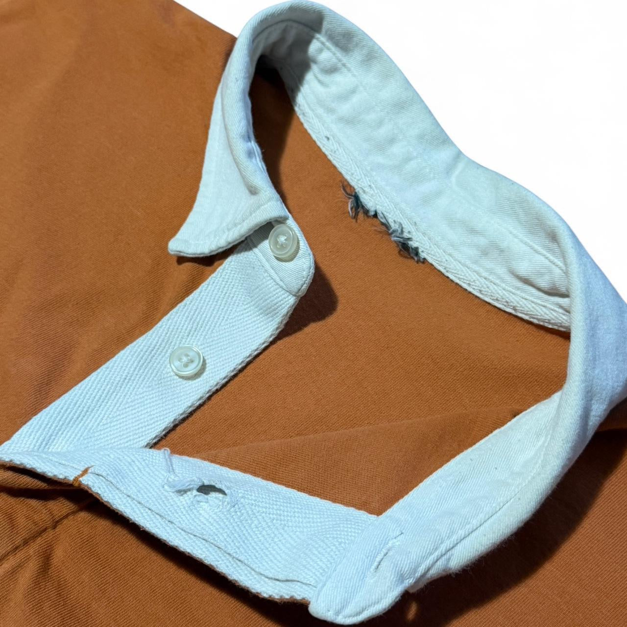 Vintage 90s Rugby Polo Orange/White Plain Heavyweight Shirt