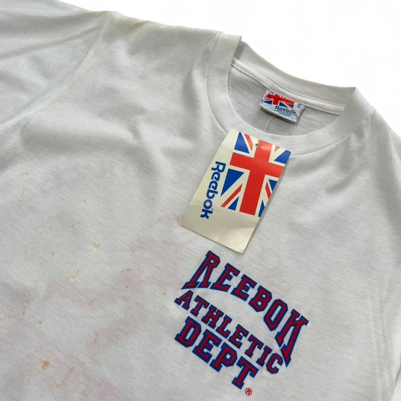 Vintage 80s Reebok Athletic Dept NWT Deadstock Stained T-shirt