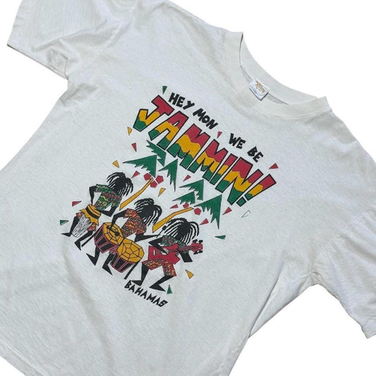 80s Bahamas Reggae Hey Mon We Be Jammin Souvenir Tourist Graphic T-Shirt