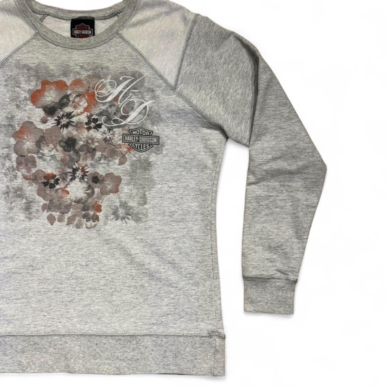 Vintage 2014 Floral Harley Davidson Quebec Canada Biker Crewneck