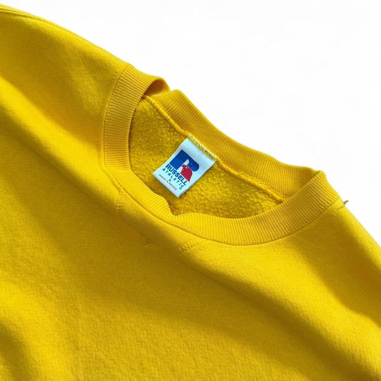 Vintage 90s Mustard Yellow Russell Athletic Pullover Crewneck Sweater
