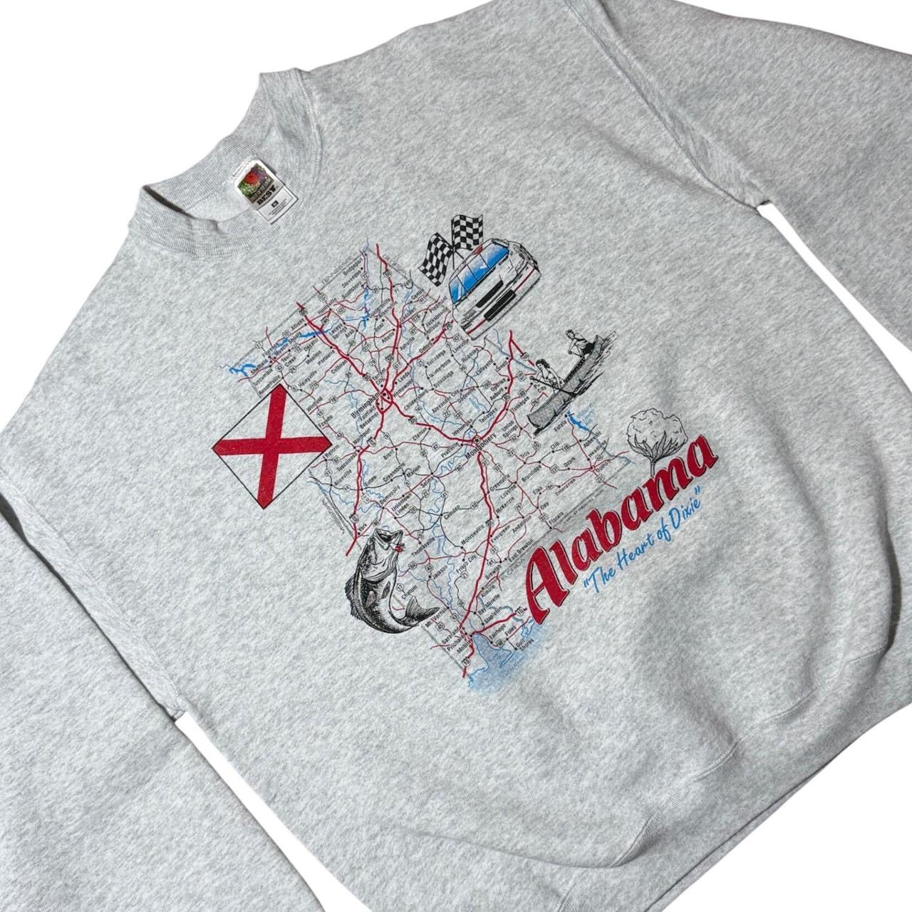 90s Alabama State Heart of Dixie Map Nature Graphic Crewneck Sweater