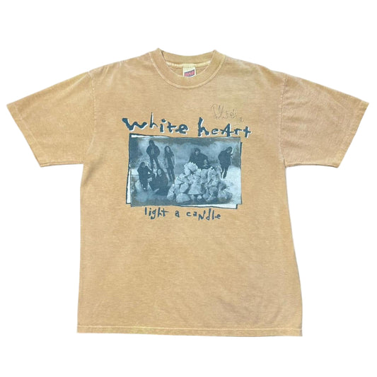 92-93 White Heart Light a Candle Autographed Rick Florian Christian Rock Band Tour Tee