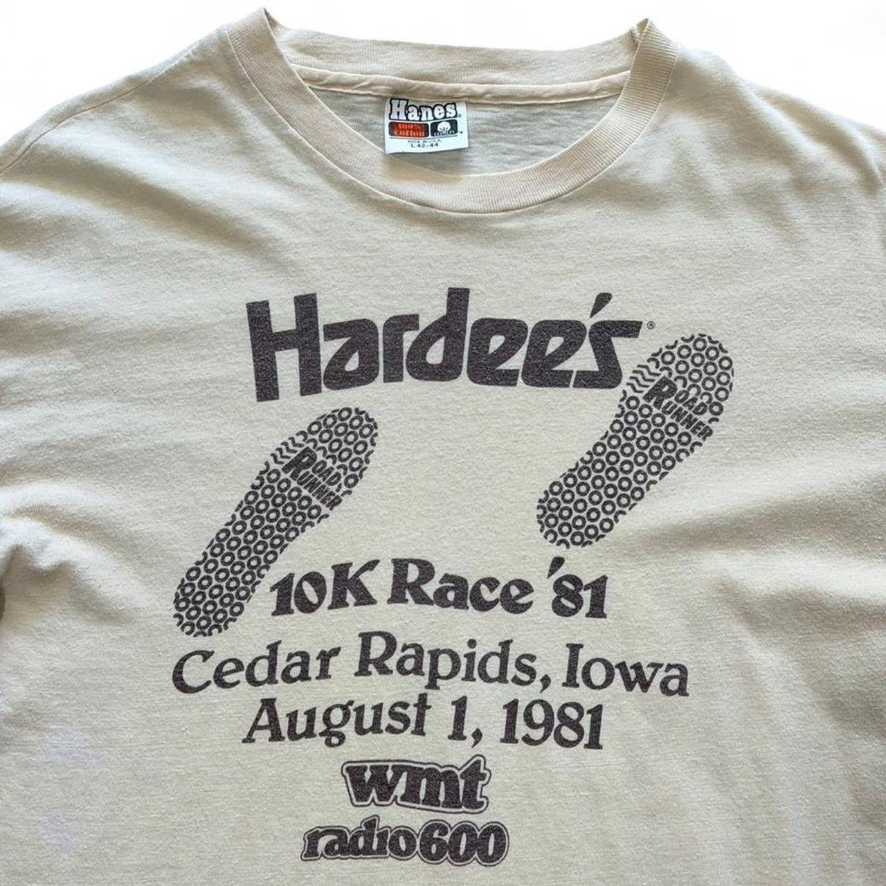 80s Hardees 10K Race Cedar Rapids Running Marathon Iowa T-shirt