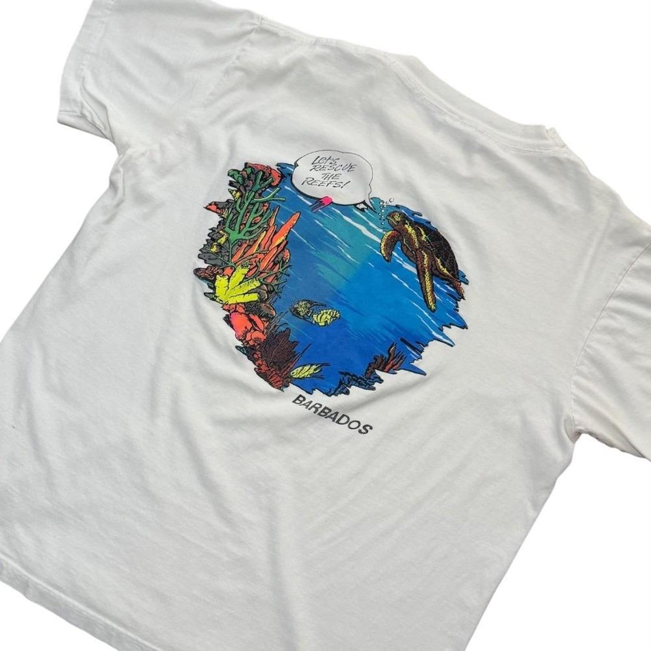 90s Caribbean Dream Barbados Sea Turtle Rescue Reefs Graphic Art T-shirt