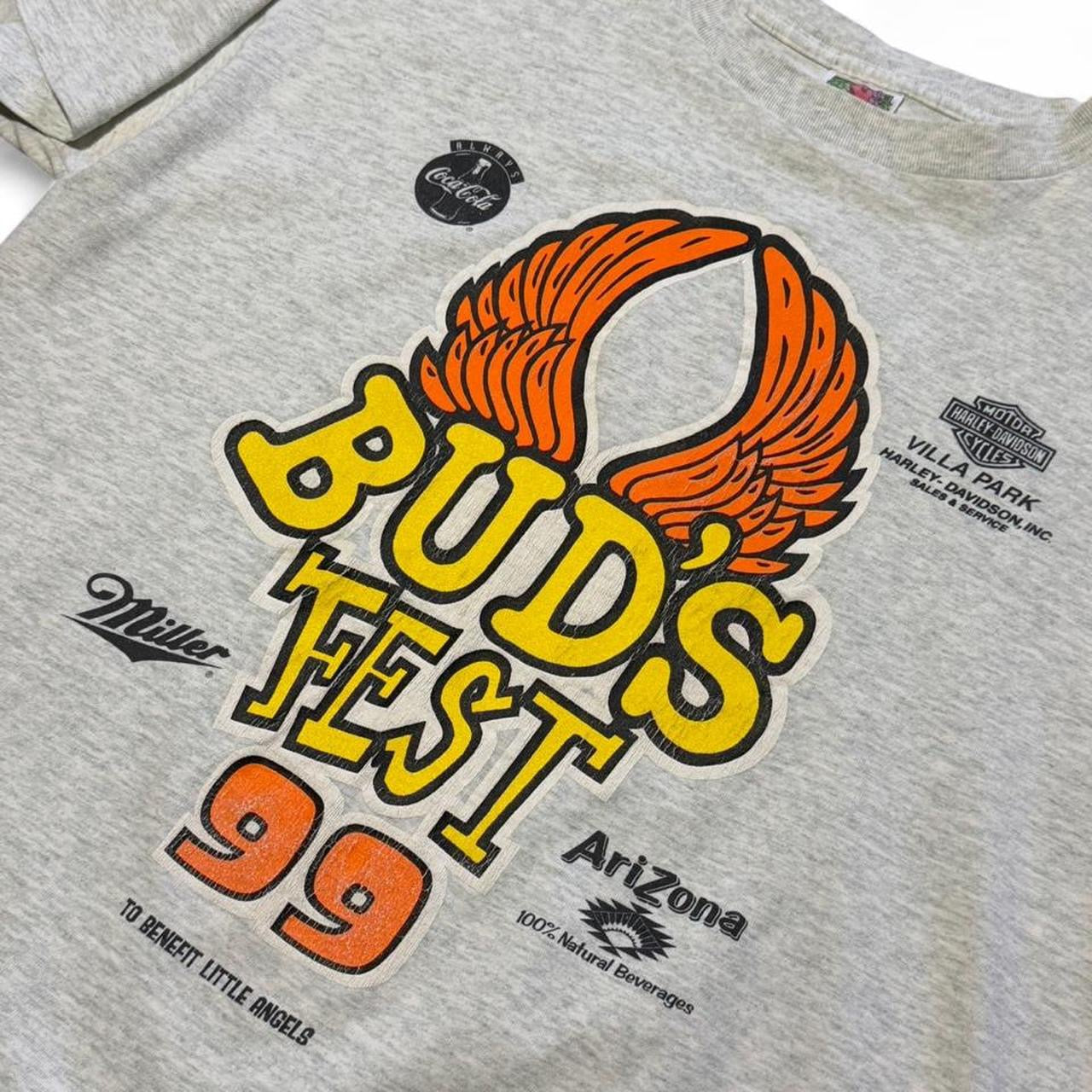 Vintage ‘99 Harley Davidson Buds Fest Motorcycle Biker Promo Souvenir T-shirt